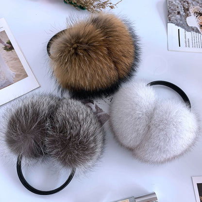 Cute Winter Fox Fur Ear Muffs - Warm & Stylish