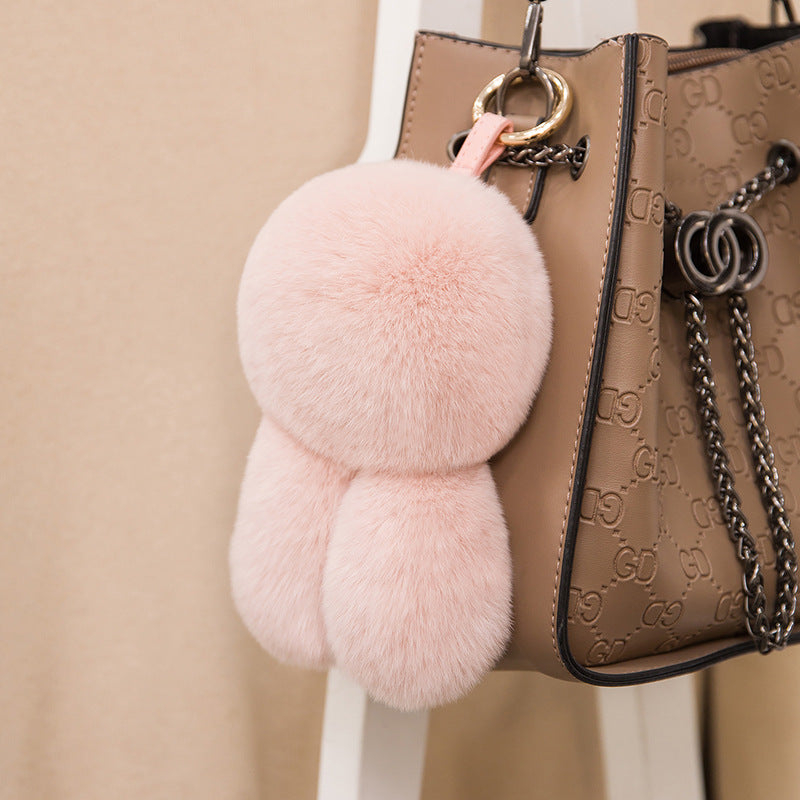 Cute Real Rabbit Fur Bunny Keychain & Bag Charm