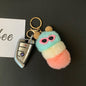 Cute Real Rabbit Fur Caterpillar Bag Charm - Keychain Accessory