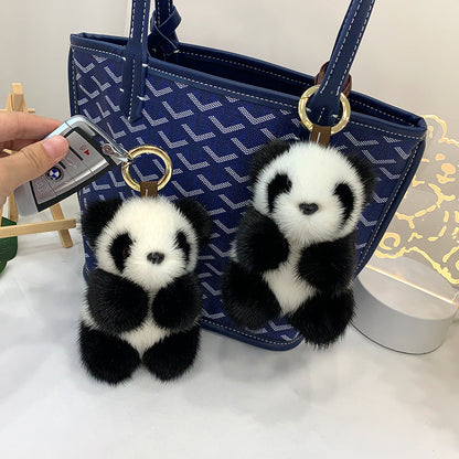 Cute Mink Fur Panda Keychain - Bag Accessory