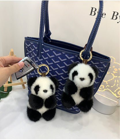 Cute Mink Fur Panda Keychain - Bag Accessory