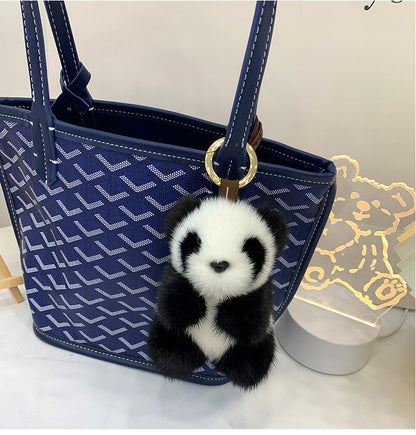 Cute Mink Fur Panda Keychain - Bag Accessory