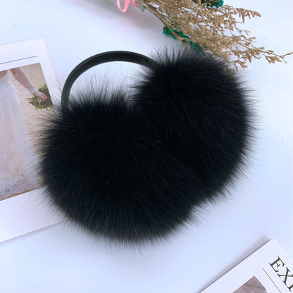 Cute Winter Fox Fur Ear Muffs - Warm & Stylish