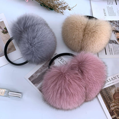 Cute Winter Fox Fur Ear Muffs - Warm & Stylish