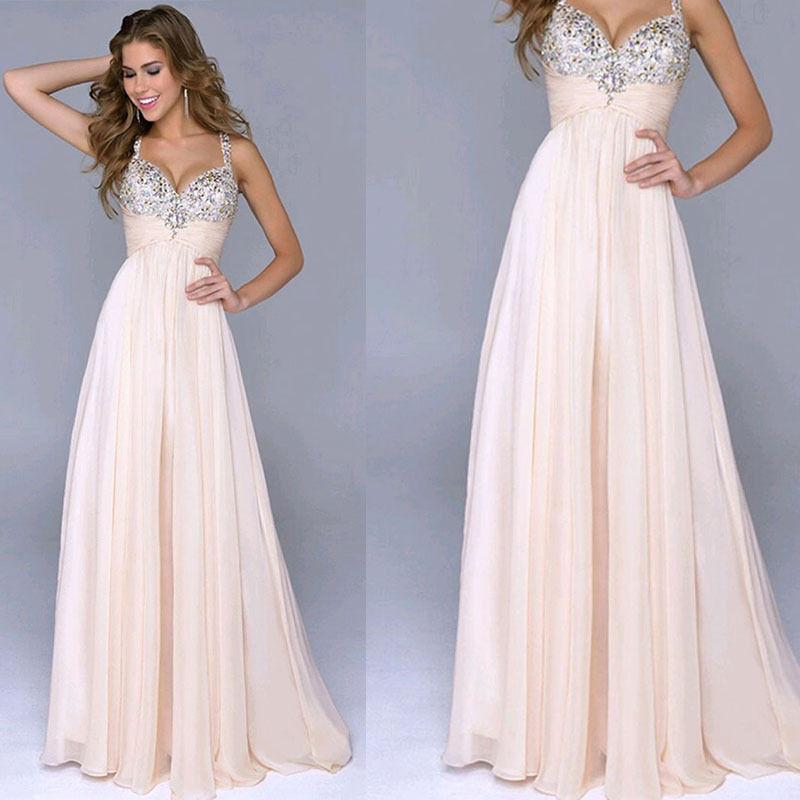 Clearance Pleated Straps Sequined Ruched Long Prom Dress