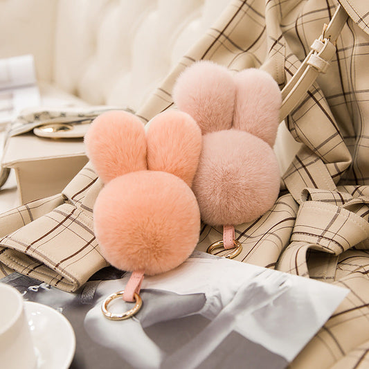 Cute Real Rabbit Fur Bunny Keychain & Bag Charm