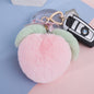 Cute Real Rabbit Fur Peach Keychain - Accessory