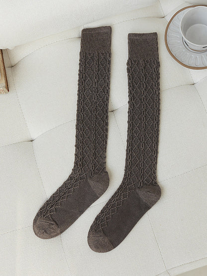 Casual Skinny Solid Color Twist Socks-Homeunderwear