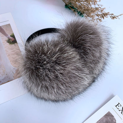 Cute Winter Fox Fur Ear Muffs - Warm & Stylish