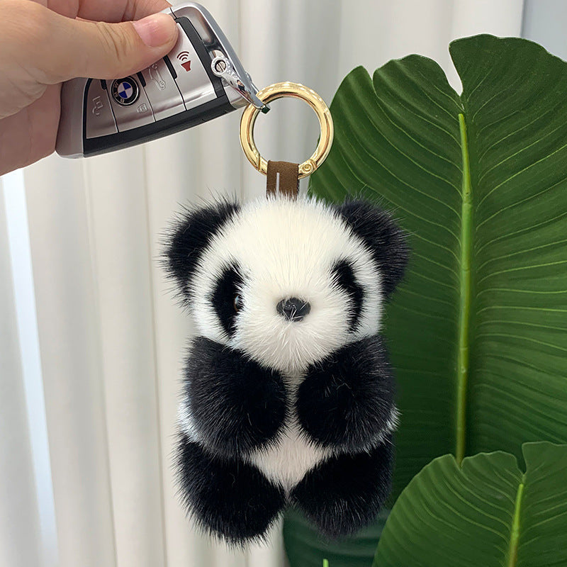 Cute Mink Fur Panda Keychain - Bag Accessory