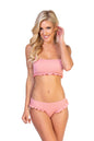 Free Shipping For Ribbed Peach Bikini Set With Ruffle Trim