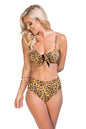 Free Shipping For Leopard Tied Front High Waist Bikini Set