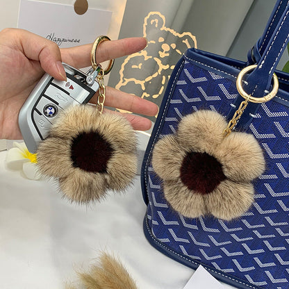 Cute Mink Fur Sunflower Charm - Bag Accessory