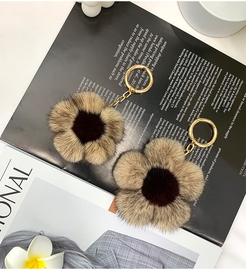 Cute Mink Fur Sunflower Charm - Bag Accessory