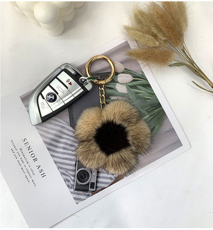 Cute Mink Fur Sunflower Charm - Bag Accessory