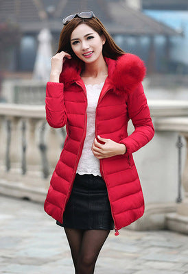 Free Shipping ForFur collar mid-length thick down cotton