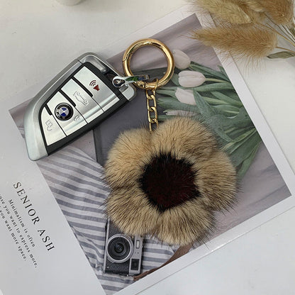 Cute Mink Fur Sunflower Charm - Bag Accessory