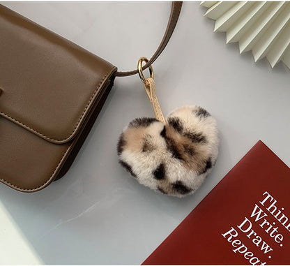 Cute Real Rabbit Fur Heart Keychain - Accessory