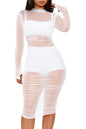 Sexy Mesh Long Sleeve Party Dress(Dress + Vest + shorts 3-piece set)