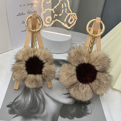 Cute Mink Fur Sunflower Charm - Bag Accessory