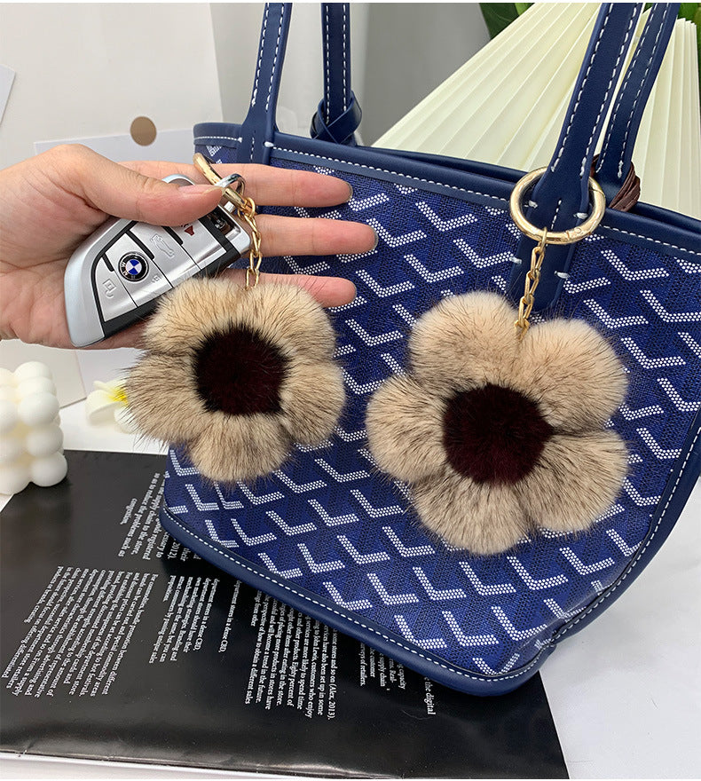 Cute Mink Fur Sunflower Charm - Bag Accessory