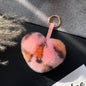 Cute Real Rabbit Fur Heart Keychain - Accessory