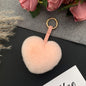 Cute Real Rabbit Fur Heart Keychain - Accessory