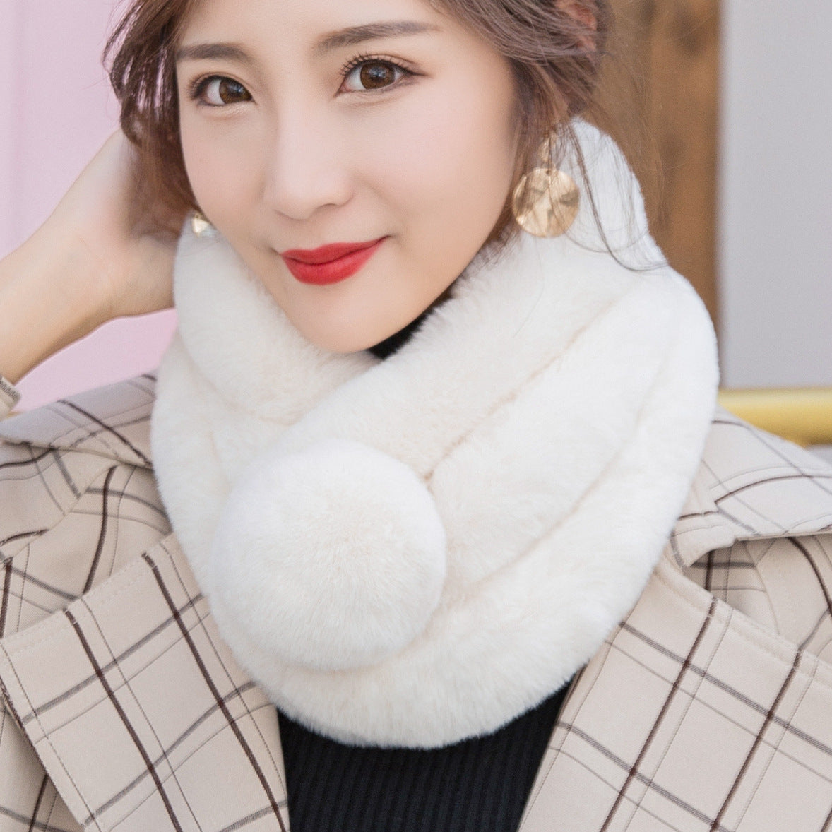 Winter Real Rabbit Fur Scarf - Cozy & Versatile