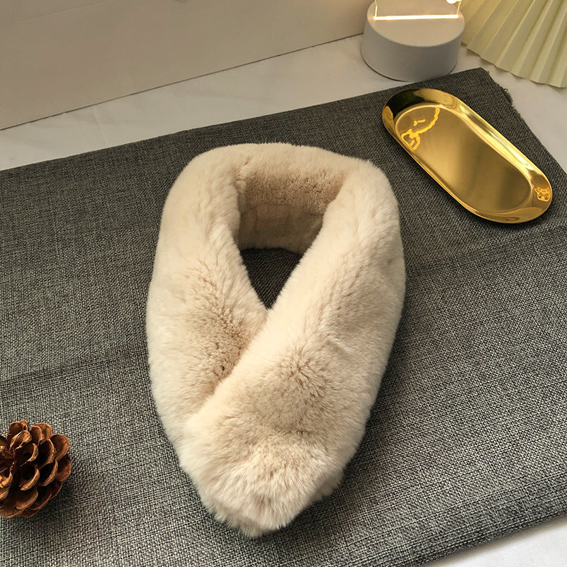 Women's Winter Real Rabbit Fur Thick Warm Scarf - New Korean Style