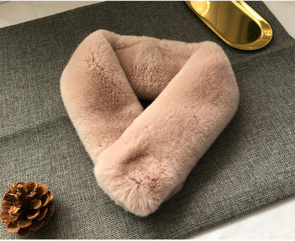 Women's Winter Real Rabbit Fur Thick Warm Scarf - New Korean Style