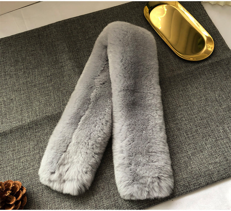 Women's Winter Real Rabbit Fur Thick Warm Scarf - New Korean Style