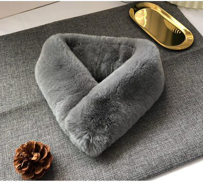 Women's Winter Real Rabbit Fur Thick Warm Scarf - New Korean Style