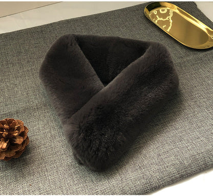 Women's Winter Real Rabbit Fur Thick Warm Scarf - New Korean Style