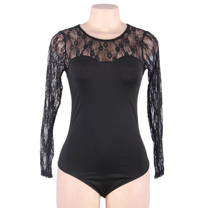 Plus Size Lace Long Sleeve Bodysuit