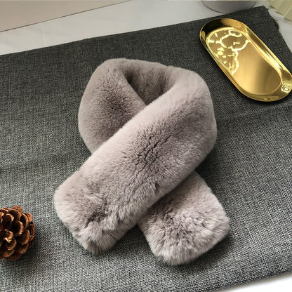 Women's Winter Real Rabbit Fur Thick Warm Scarf - New Korean Style