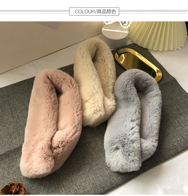 Women's Winter Real Rabbit Fur Thick Warm Scarf - New Korean Style