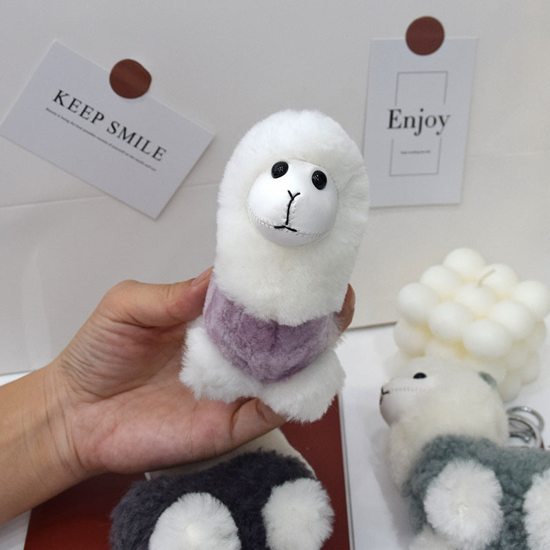 Cute Alpaca Wool Charm Keychain & Bag Accessory