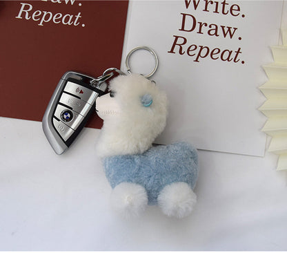 Cute Alpaca Wool Charm Keychain & Bag Accessory