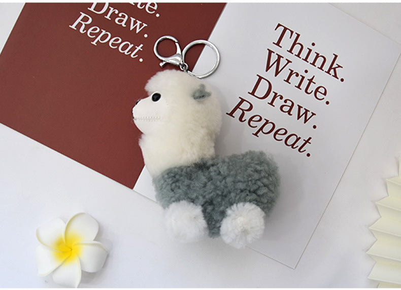 Cute Alpaca Wool Charm Keychain & Bag Accessory