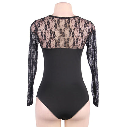 Plus Size Lace Long Sleeve Bodysuit