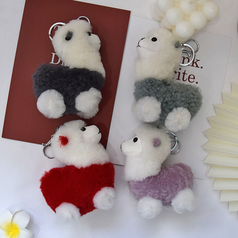 Cute Alpaca Wool Charm Keychain & Bag Accessory