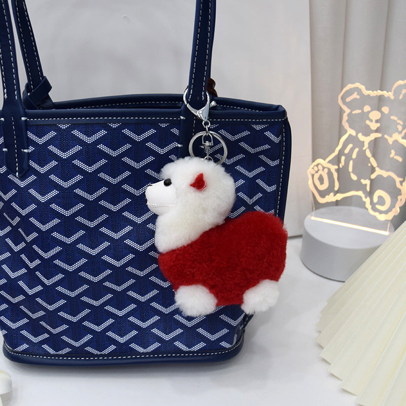 Cute Alpaca Wool Charm Keychain & Bag Accessory