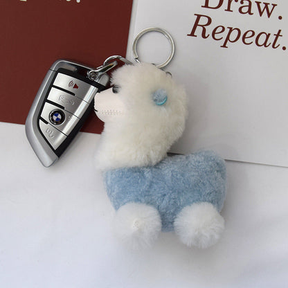 Cute Alpaca Wool Charm Keychain & Bag Accessory