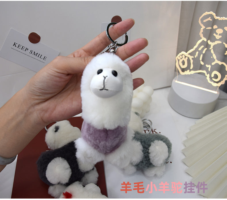 Cute Alpaca Wool Charm Keychain & Bag Accessory