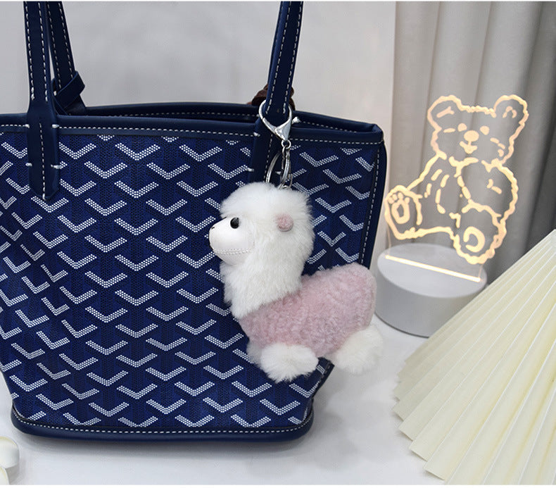 Cute Alpaca Wool Charm Keychain & Bag Accessory