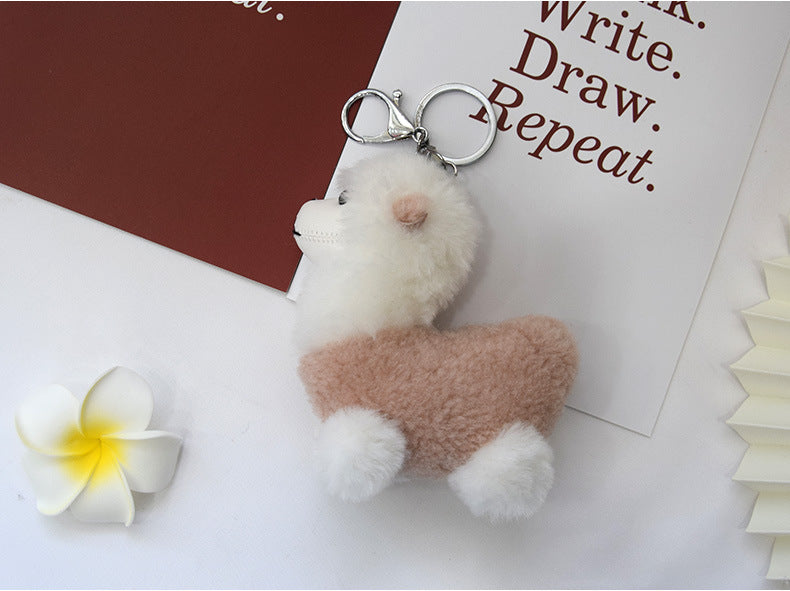 Cute Alpaca Wool Charm Keychain & Bag Accessory