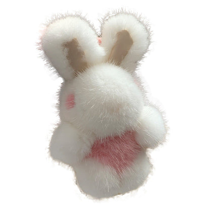 Cute Mink Fur Bunny Charm Keychain & Car Decor