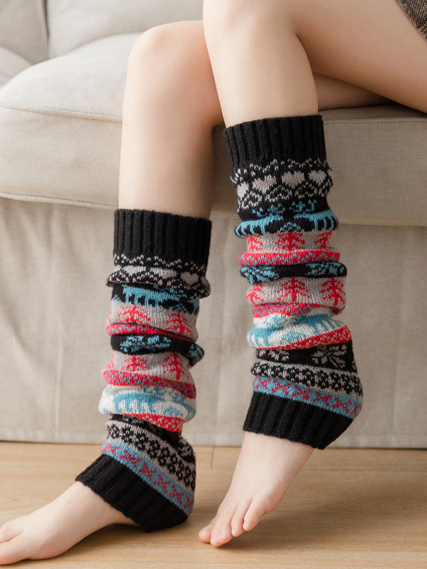 Knitting Keep Warm Printed Leg Warmers Accessories-Homeunderwear