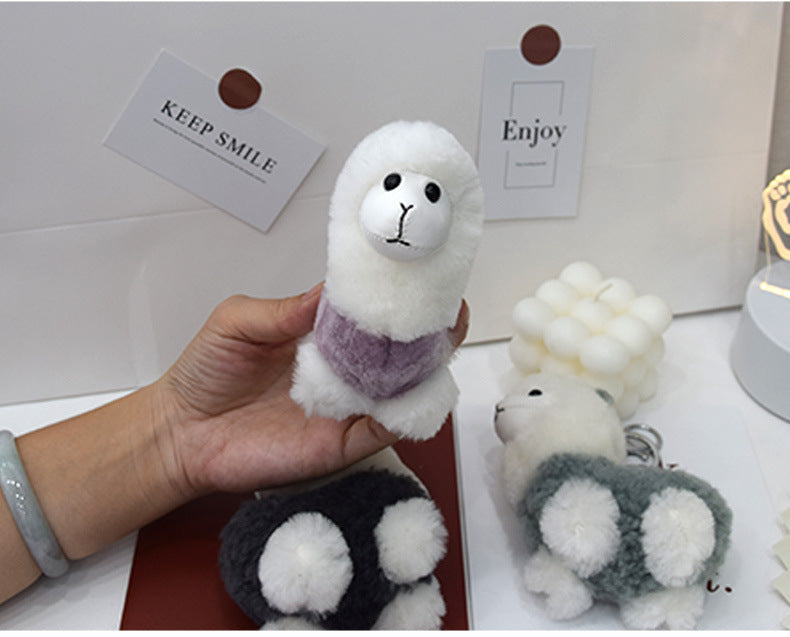 Cute Alpaca Wool Charm Keychain & Bag Accessory