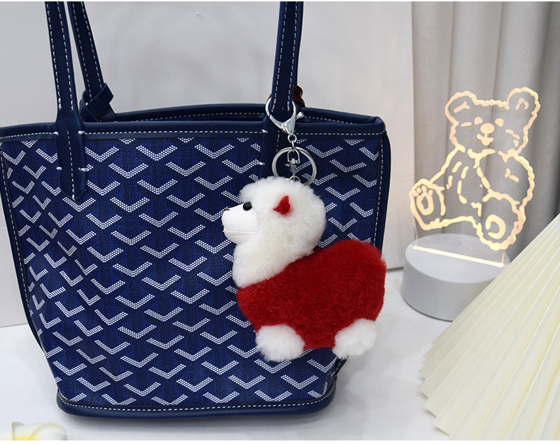 Cute Alpaca Wool Charm Keychain & Bag Accessory